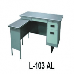 Meja Kantor Besi Dengan Laci + Meja Samping type L-103 AL
