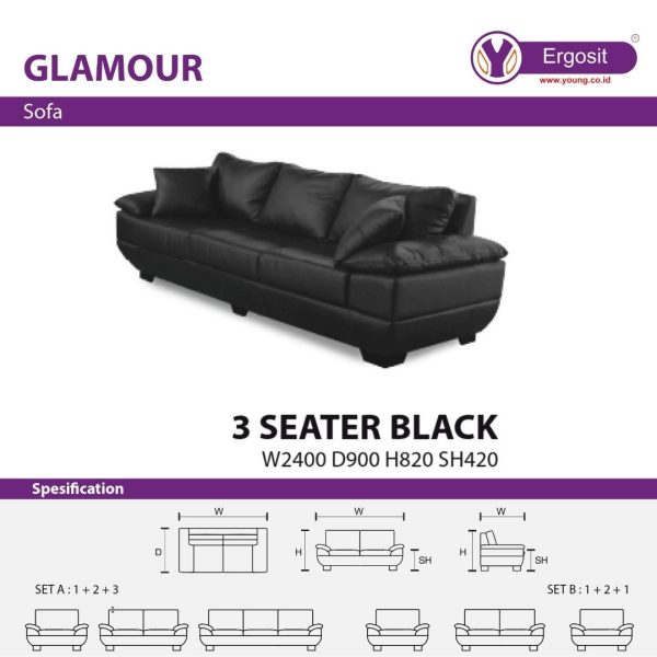 Sofa Kantor Glamour 3 Seat