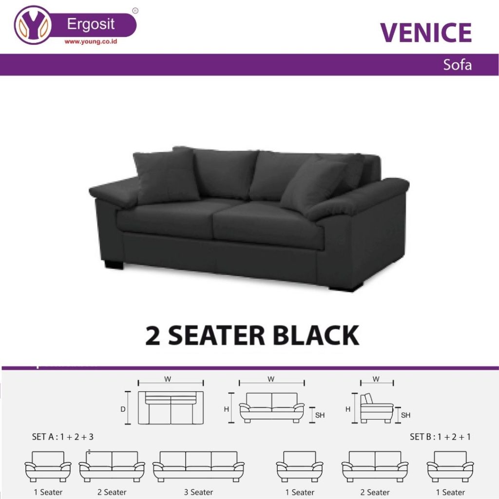Sofa Kantor Venice 2 Seat