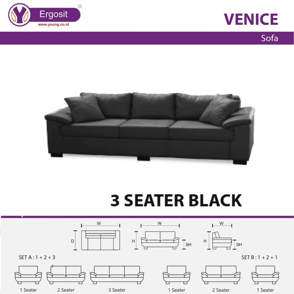 Sofa Kantor Venice 3 Seat